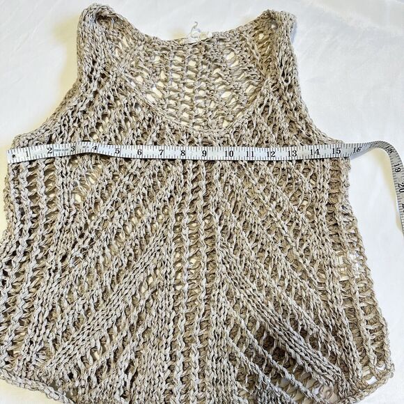 COPY - Eileen Fisher Womens Beige Sleeveless Scoop Neck Open Knit Linen Blend T… - Picture 9 of 12